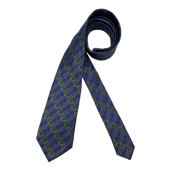 🆕METROPOLITAN MUSEUM OF ART Blue/Gray Leaf Silk LUXURY Tie ITALY - Picture 1 of 4